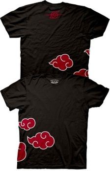 Naruto Shippuden T-Shirt Clouds Cartoon Adult Black Tee Shirt