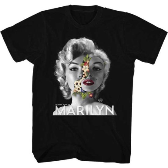 Marilyn Monroe Shirt Flower Face Black T-Shirt