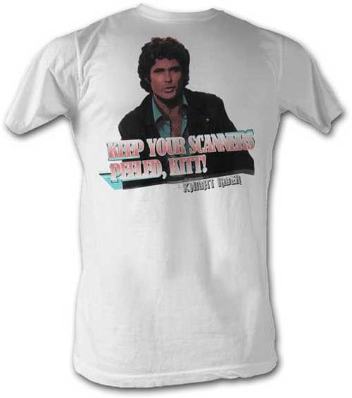 Knight Rider Keep Your Scanners Peeled Kitt Adult White T-shirt