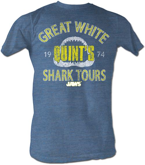 JAWS Quint's Great White Shark Tours Adult Pacific Blue T-Shirt