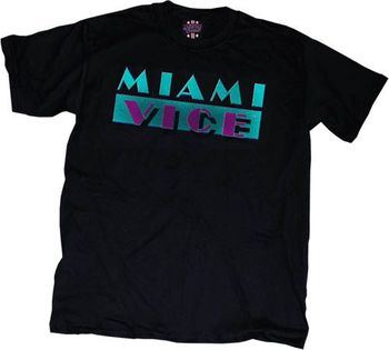 Miami Vice Distressed Adult Black T-Shirt