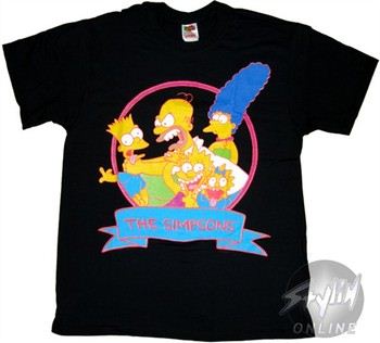 Simpsons Group Neon T-Shirt