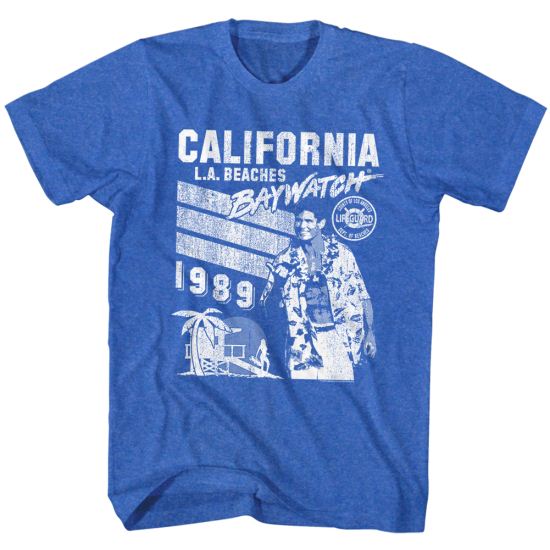 Baywatch Shirt L.A. Beach 1989 Heather Blue T-Shirt