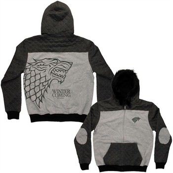 Game of Thrones Stark Winter is Coming Quilted Full Zipper Hooded Sweatshirt