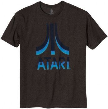 Atari Multi-Color Blue Logo Charcoal Mens T-shirt