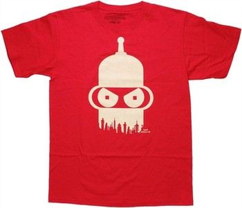 Futurama Bender Head Skyline Silhouette T-Shirt