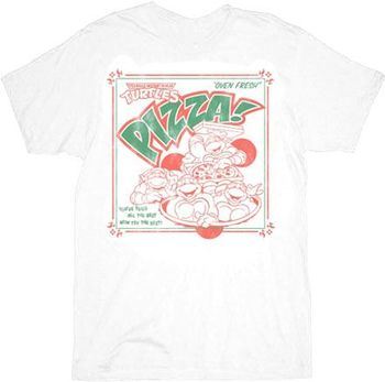 TMNT Teenage Mutant Ninja Turtles Pizza Box White Adult T-shirt