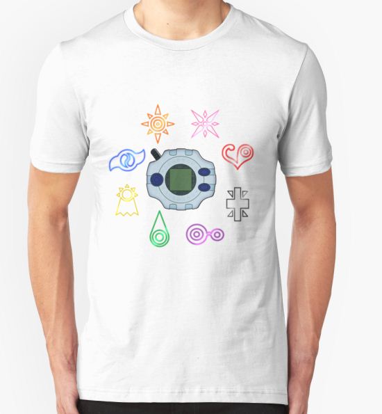 ‘Digivice and crests (Digimon Adventure)’ T-Shirt by Inmakia T-Shirt