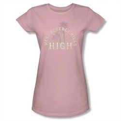 90210 Shirt Juniors Beverly Hills High Pale Pink T-Shirt
