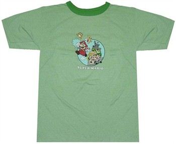 Nintendo Super Mario 3 Green Ringer Vintage T-Shirt