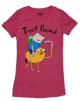 Adventure Time Finn and Jake Trust Pound Juniors Fuschia Pink T-shirt