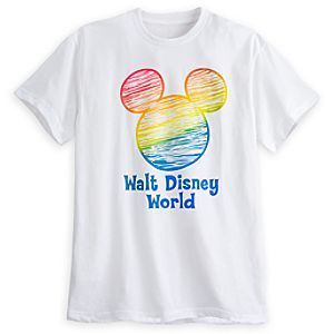 Mickey Mouse Icon Rainbow Tee for Adults - White