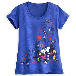 Mickey and Minnie Mouse Scoop Neck Tee for Women