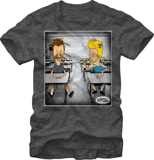 Beavis & Butthead Schools For Learning Adult Charcoal Heather T-shirt