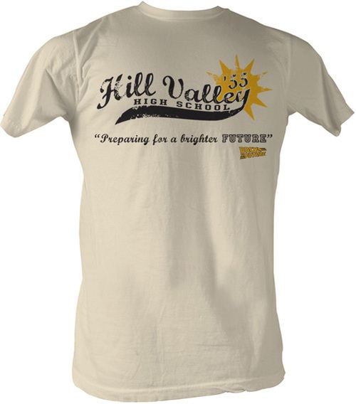 Back to the Future 55 Hill Valley High Dirty White Adult T-shirt