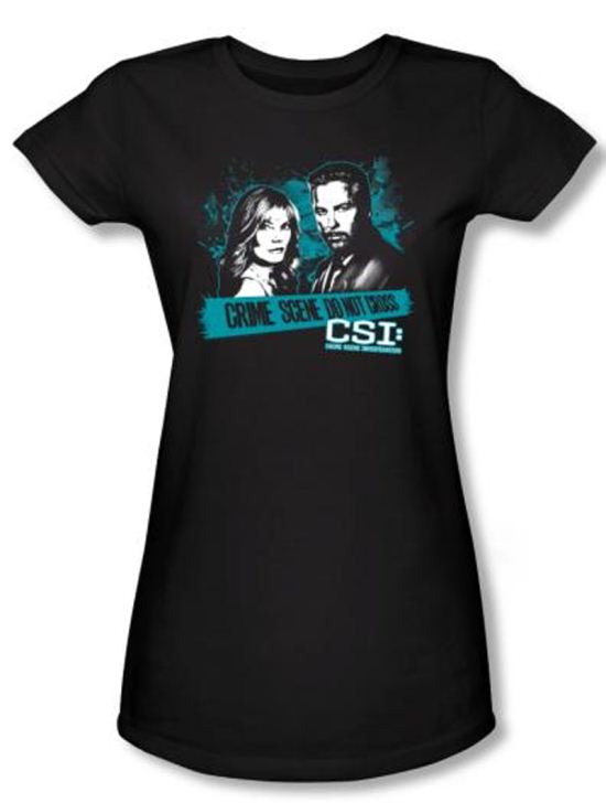 CSI Juniors T-shirt Cross The Line Girly Black Tee