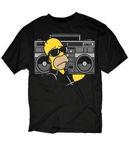 The Simpsons Homer Boombox Stereo Black Adult T-shirt