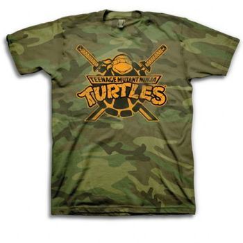 TMNT Teenage Mutant Ninja Turtles Adult Green Camouflage Camo T-Shirt