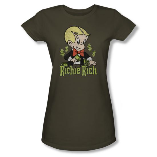 Richie Rich Shirt Juniors Logo Olive Green T-Shirt