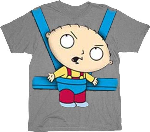 Family Guy Stewie Baby Bjorn Carrier Gray Adult T-Shirt