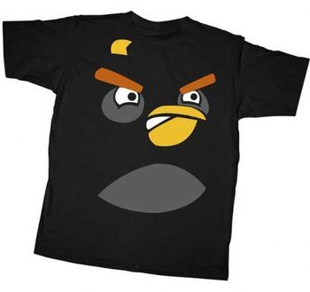 Angry Birds Bomber Black Bird Face Adult T-shirt