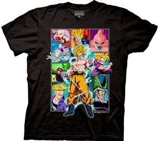 Dragonball Z Character Frame Collage Black Adult T-shirt