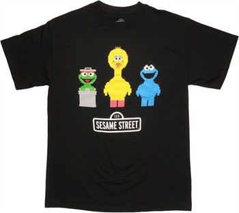Sesame Street Pixel Trio Oscar Big Bird Cookie Monster T-Shirt