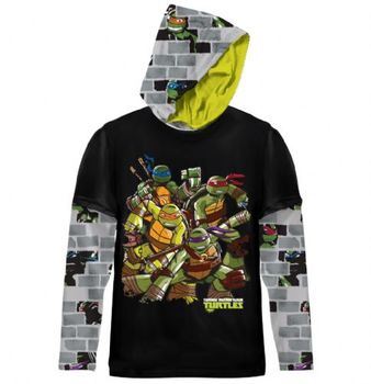 Teenage Mutant Ninja Turtles Characters Black T-shirt with Hood