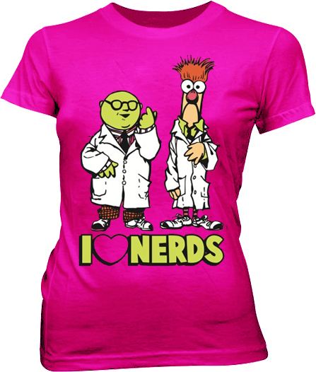 The Muppets I Heart Love Nerds Disco Pink Juniors T-shirt