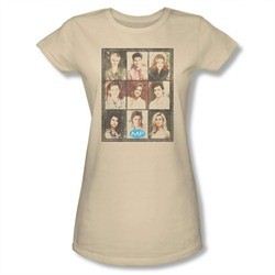 Melrose Place Shirt Juniors Cast Squares Cream T-Shirt
