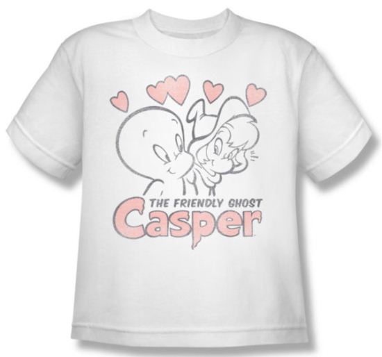 Casper The Friendly Ghost Shirt Kids Hearts White Youth Tee T-Shirt