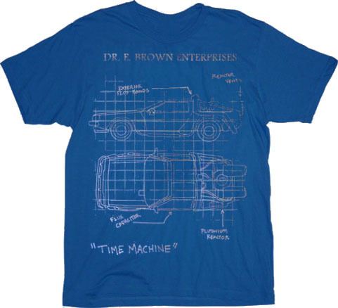 Back to the Future Schematic Dr. Brown Enterprises Blue Men's T-Shirt