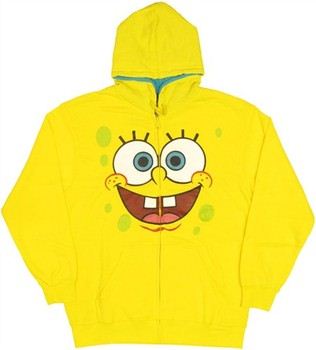 Spongebob Squarepants Face Full Zipper Hooded Sweatshirt