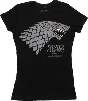 Game of Thrones Stark Direwolf Sigil Winter is Coming Black Baby Doll Tee