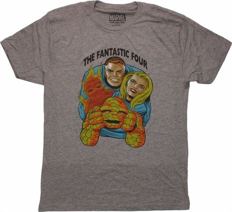 Fantastic Four Faces Gray T Shirt Sheer