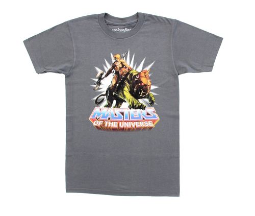 He-Man Masters of the Universe Battle Cat Crew Adult Charcoal T-Shirt
