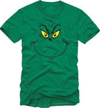 Dr. Seuss Big Grinch Face Green Adult T-shirt