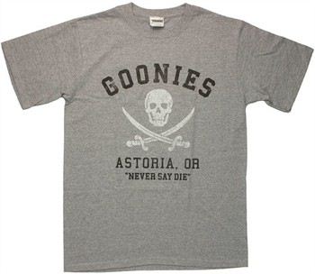 The Goonies Astoria OR Never Say Die Skull and Crossbones T-Shirt