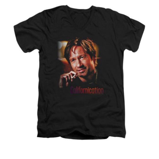 Californication Shirt Slim Fit V-Neck Smoker Black T-Shirt