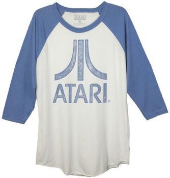 Atari Distressed Logo Adult Baseball Raglan 3/4 Sleeve T-Shirt