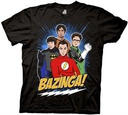 The Big Bang Theory Shirt Superhero Gang Adult Black Tee T-Shirt