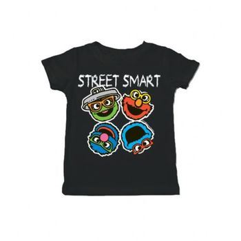 Sesame Street Smart Heads Toddler Black T-Shirt