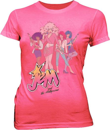 Jem and the Holograms Playing Vintage Hot Pink Juniors T-Shirt