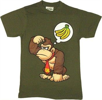 Nintendo Donkey Kong Banana Thought Bubble Olive T-Shirt Sheer