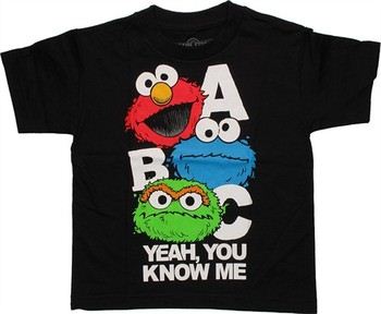 Sesame Street ABC Yeah You Know Me Elmo Cookie Monster Oscar Juvenile T-Shirt