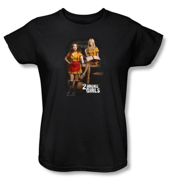 2 Broke Girls Ladies T-shirt TV Show Max And Caroline Black Shirt