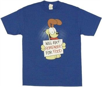 Garfield Odie Will Eat Homework for Food T-Shirt