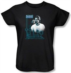 Miami Vice Ladies T-shirt Looking Out Black Tee Shirt