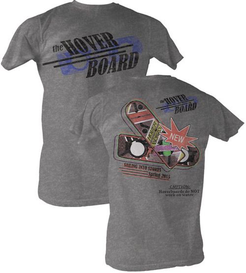 Back to the Future Hover Board Heather Gray Adult T-shirt