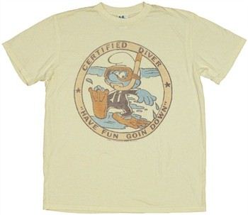 Smurfs Certified Diver Have Fun Goin Down T-Shirt Sheer by JUNK FOOD